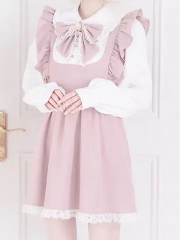 Palelfy 파르엘피 원피스 레이스 리본 원피스 핑크