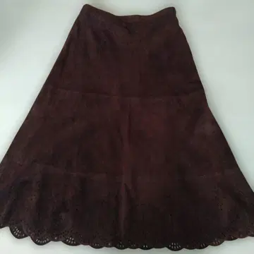 룩 양가죽 브라운 A라인 스커트