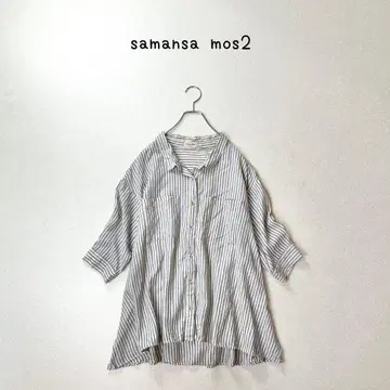 samansa mos2 린넨 블렌드 스트라이프 튜닉