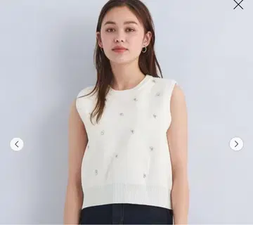 도트 비쥬 니트 베스트 그린 라벨 릴랙싱
