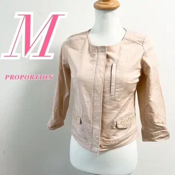 PROPORTION M 사이즈 핑크 블루종 노카라 캐주얼 코디