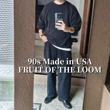 USA FRUITOFTHELOOM 맨투맨 무지 블랭크 블랙
