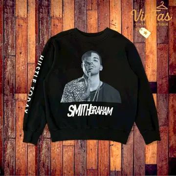 SmithGraham 블랙 프린트 맨투맨 남성용 트레이닝복