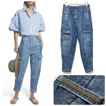 새상품급 브루넬로쿠치넬리 40 엘르 데님 후염 벨트 루프 모니엘 장식