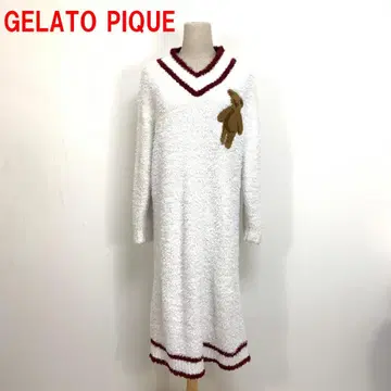 A6829 젤라또피케 룸웨어 원피스 곰 긴팔 화이트 빨간색 F