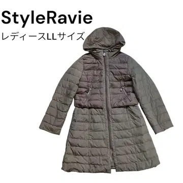 StyleRavie 지퍼 달린 포켓 다운 점퍼 도킹 다운 코트