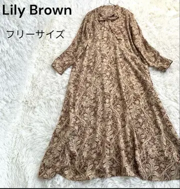 Lily brown 보타이 레트로 꽃무늬 롱 원피스 A라인 플레어