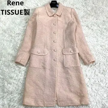 새상품급 Rene TISSUE제 알파카 트위드 스텐카라 코트 38 부속품