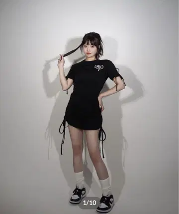 pellsiana 코르셋 리본 T셔츠 원피스