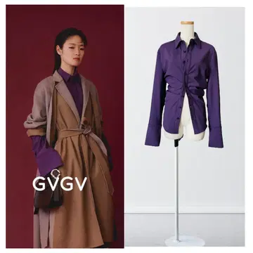 G.V.G.V. 스트레치 허리 쉐이프 블라우스 보라색 퍼플 34