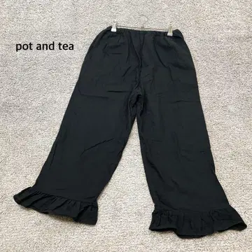 [ pot and tea ] 코튼 이지 팬츠 블랙 9분 길이