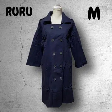 2210 [ RURU ] 스프링 코트 더블 버튼 네이비 롱 M