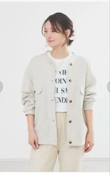 abahouse mavie 노카라 자켓 라이트 그레이