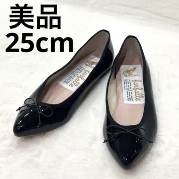새상품급 파르팔레 에나멜 펌프스 발레 슈즈 리본 25cm