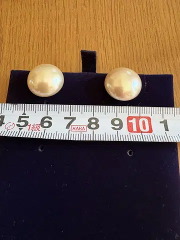 마조리카 펄 귀찌 대형 약 16mm 타원형 하자 있음