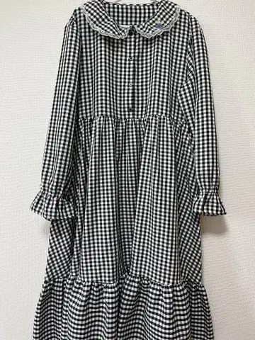 호시나 사쿠라코 x 시마무라 깅엄 체크 원피스 블랙 4L