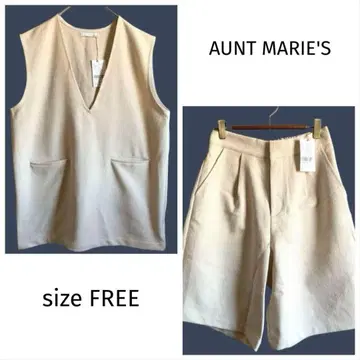 미사용 새상품 AUNT MARIE'S 베스트&팬츠 셋업 봄/여름 베이지