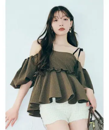 릴리 브라운 3way 자카드 페플럼 뷔스티에
