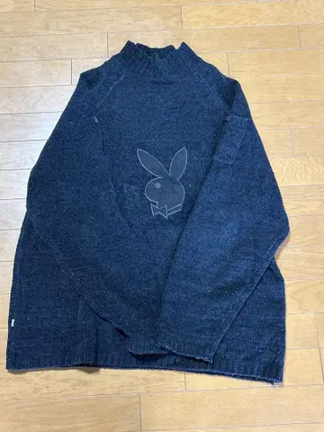 PLAYBOY 블랙 스웨터 로고 자수 ECKO와 PLAYBOY의 W 네임