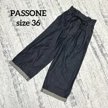 [ PASSONE ] 데님 팬츠 와이드 빅 인디고 36 여성용