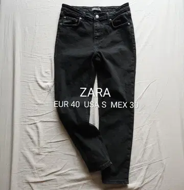 ZARA 남성용 테이퍼드 데님 팬츠 블랙 USA S