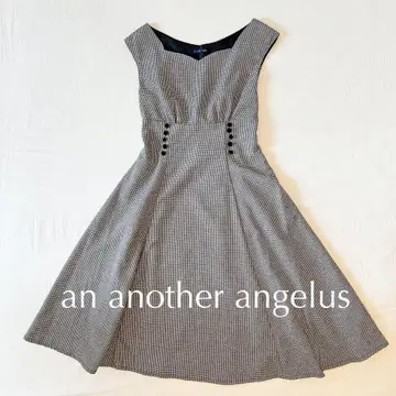 an another angelus 하운드투스 패턴 슬리브리스 드레스