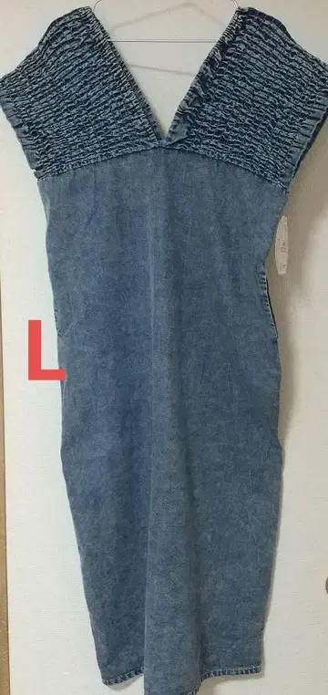 [ 새상품 ] 시마무라 셔링 데님 원피스 중청 L