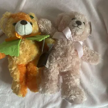 오렌지와 핑크 곰 봉제 인형 세트