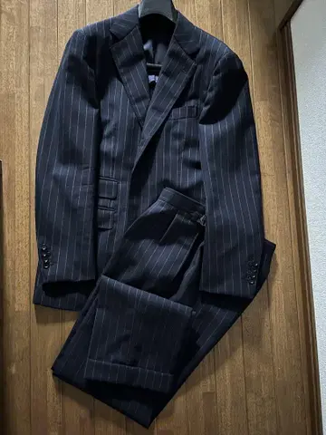 BEAMSF 수트 초크 스트라이프 윌리엄 하리스테드 사이즈 52