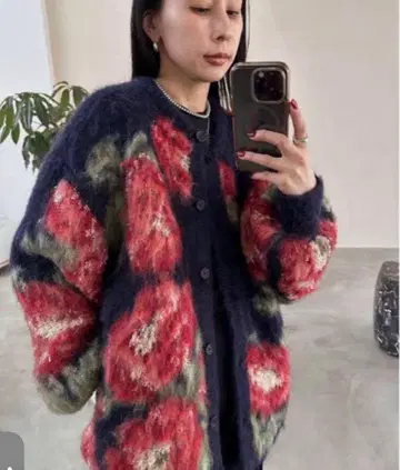 VERONICA JACQUARD KNIT CARDIGAN 네이비