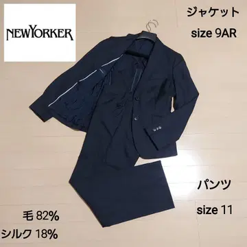 새상품급 NEW YORKER 실크 수트 셋업 네이비