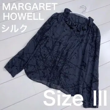 MARGARET HOWELL 실크 100% 긴팔 셔츠 프릴 올 패턴