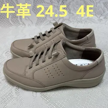 아킬레스 솔보 4E 소가죽 밴딩 끈 슬립온 슈즈 핑크 베이지 24.5cm