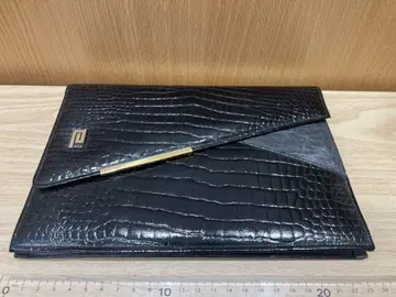 크로커다일풍 인조 가죽 플랩 백 블랙