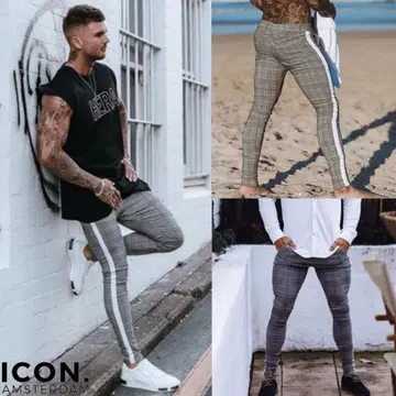 ICON AMSTERDAM 체크 무늬 스키니 팬츠