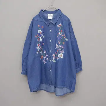 스칼라 151704 자수 데님 셔츠 L