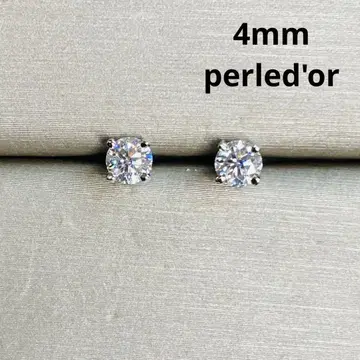 최고급 모이사나이트 모이사나이트 싱글 볼 다이아몬드 귀걸이 4mm