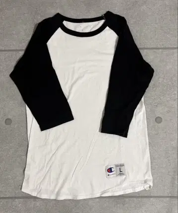 Champion 래글런T셔츠 헤비 웨이트 L 온두라스제 화이트 x 블랙