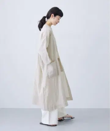 즉시 완판 카구레 린넨 롱 가운 베이지