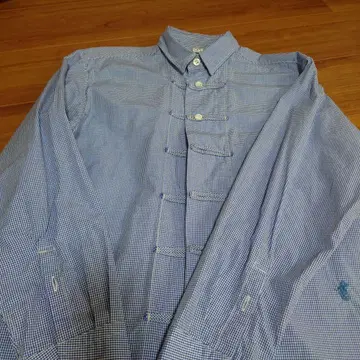 45RPM 파랑과 화이트 체크 무늬 긴팔 셔츠