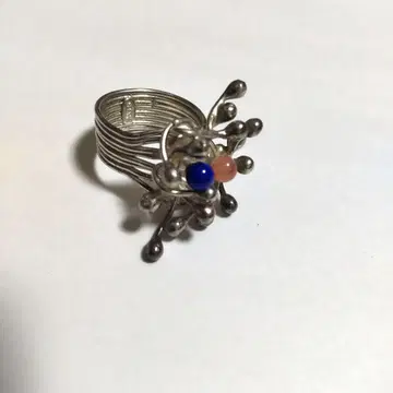 핸드메이드 실버 반지 컬러풀 비즈