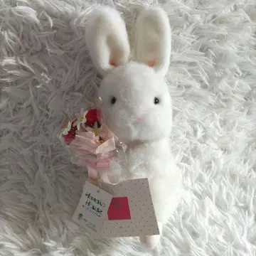 OIKE 오오이케 토끼 봉제 인형 꽃다발 하나코하우스 화이트 토끼 레트로