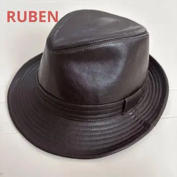 RUBEN 루벤 에코 가죽 PU 중절모 브라운 인조 가죽 모자