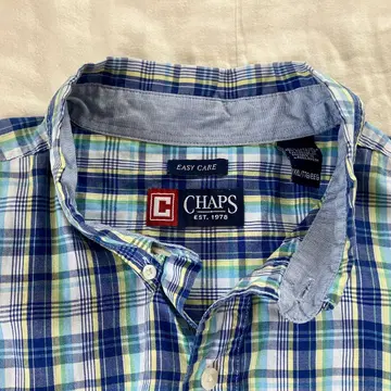 CHAPS 체크 무늬 반팔 셔츠