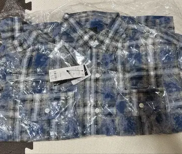 MA55IVE SHORT ROUND 체크 셔츠 블루 스티커 포함