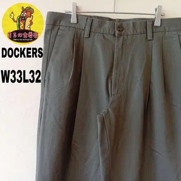USA 구제 의류 DOCKERS 치노 팬츠 W33 L32 그린 투 턱