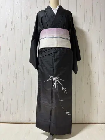 작가물 대나무 자수 오시마 명주 츠케사게 니부시키 기모노