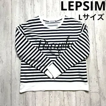 LEPSIM 프린트 긴팔 풀오버 보더 L 화이트 계열