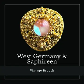 초레어 레어 West Germany 사피린 골드 필리그리 브로치