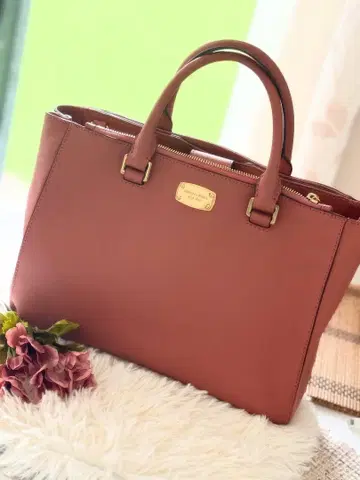 브라운 토트백 합성 피혁 Michael kors